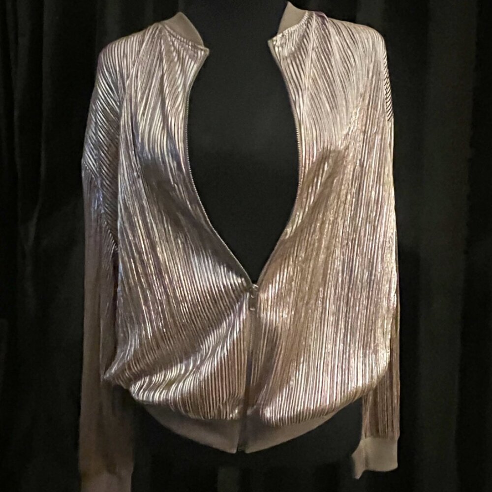 Zara Shimmer Metallic Bomber Jacket Size M